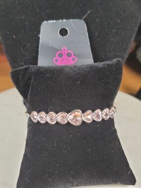 Paparazzi Silver & Pink Heart Bracelet